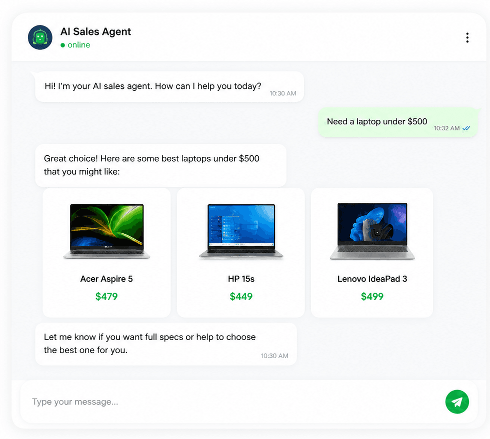 AI Sales Agent Interface